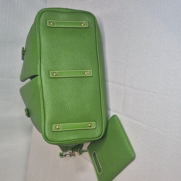 Dooney & Bourke Green Pebble Leather Crescent Tote with Pouch & Key Fob 💚 COA - Picture 7 of 17